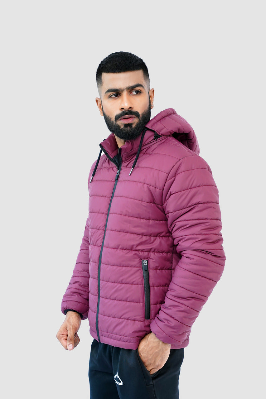 Vine Quilted Puffer Jacket with Detachable Hoodie